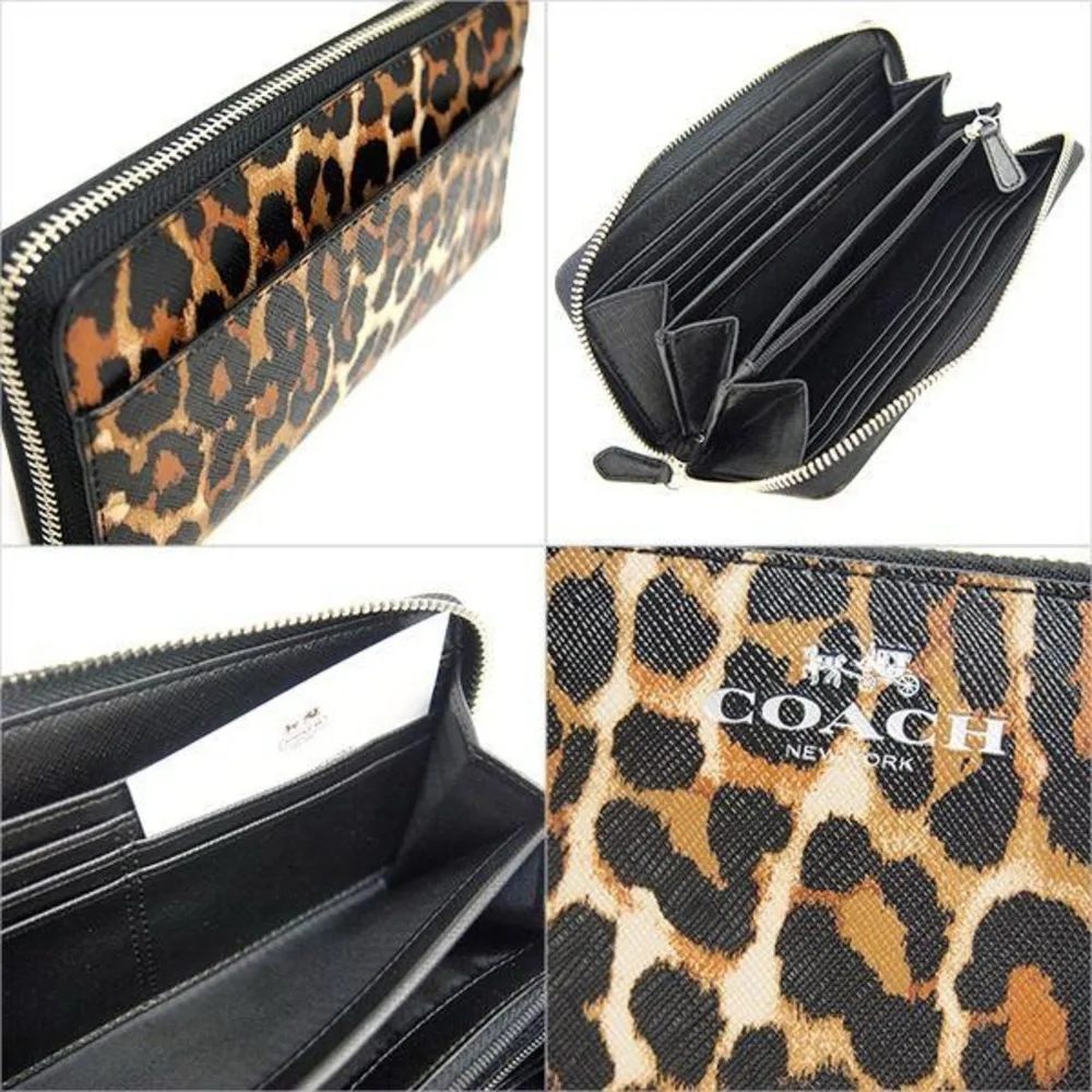 Coach Peyton Ocelot Leopard Print  Long Zip Around Wallet - Picture 10 of 11